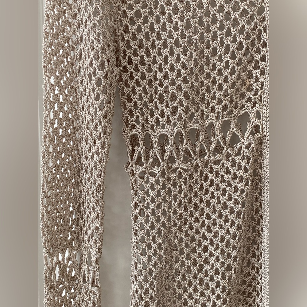 Mango night Crocheted sweater Sz L Taupe - Picture 3 of 6